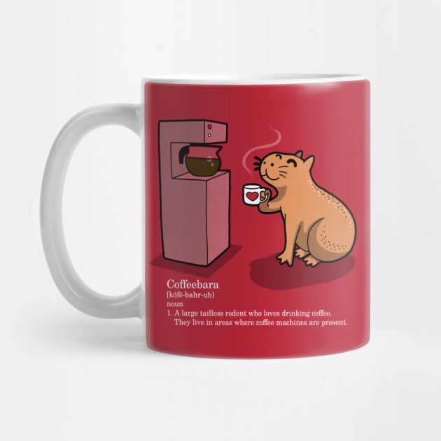 Funny Cute Kawaii Handdrawn Capybara Coffeebara Drinking Coffee Cartoon by BoggsNicolas